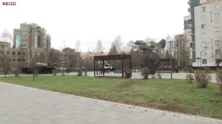 Помывка техники в сквере Жукова