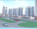 Красивая улица и фонтан на реке